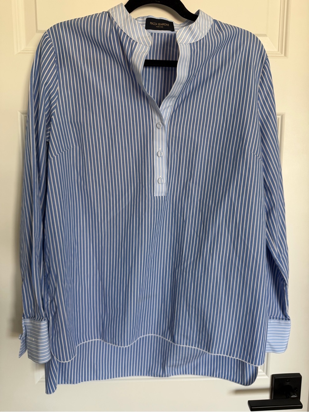 Piazza Sempione Blue & White Vertical Stripe Tunic Italy